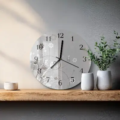 Ronde glas klok Bloemen