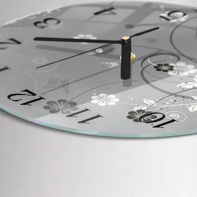 Ronde glas klok Bloemen