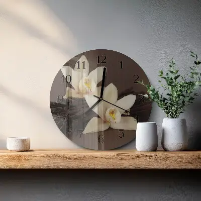 Ronde glazen wandklok Vanille