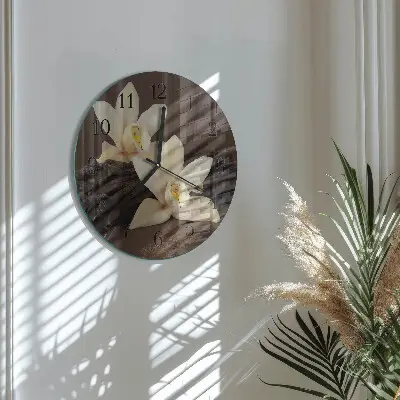 Ronde glazen wandklok Vanille