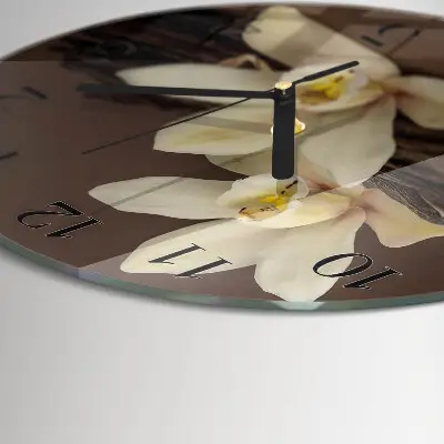 Ronde glazen wandklok Vanille