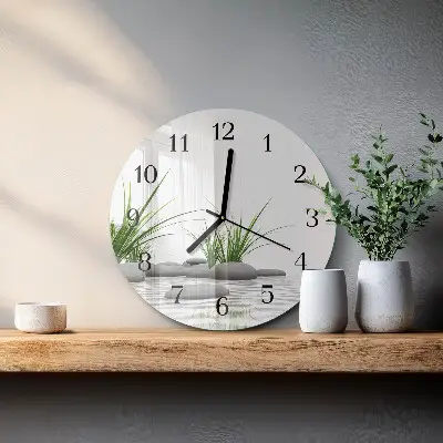 Ronde glazen wandklok Stenen