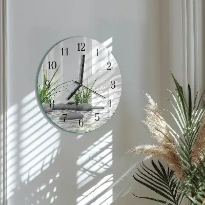 Ronde glazen wandklok Stenen