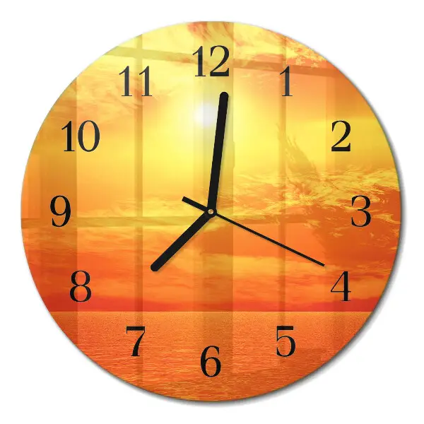 Ronde glazen wandklok Zonnig