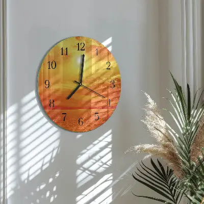 Ronde glazen wandklok Zonnig