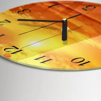 Ronde glazen wandklok Zonnig