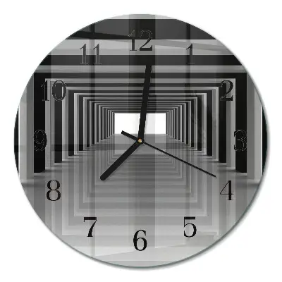 Ronde glazen wandklok 3d-tunnel