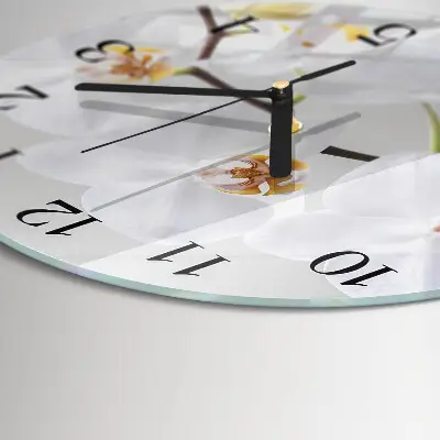 Wandklok glas decoratie rond Orchidee