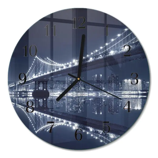 Ronde glazen wandklok Brug