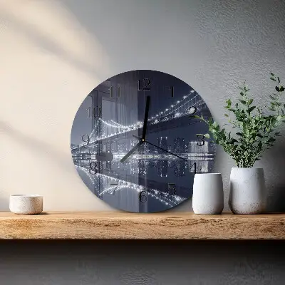 Ronde glazen wandklok Brug