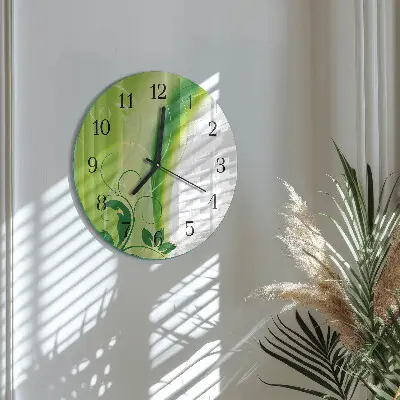 Ronde glazen klok Bloemenpatroon