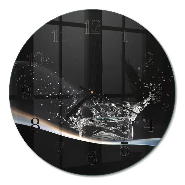 Ronde glazen wandklok Water
