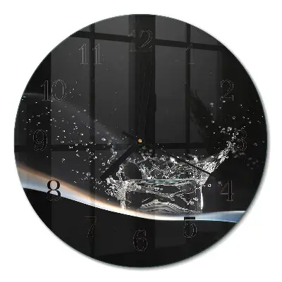 Ronde glazen wandklok Water