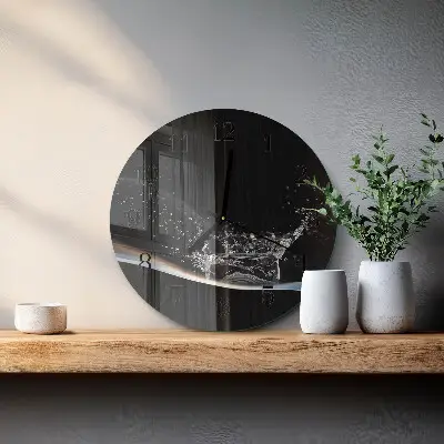 Ronde glazen wandklok Water