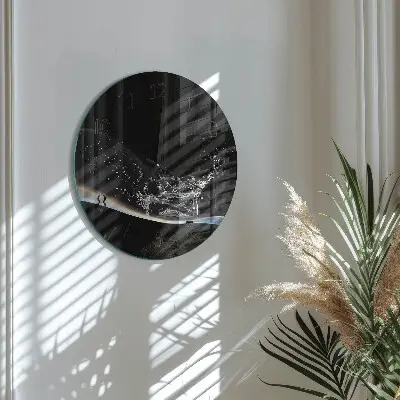 Ronde glazen wandklok Water