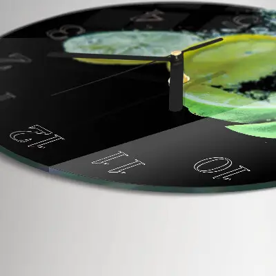 Ronde glazen wandklok Citroen en limoen