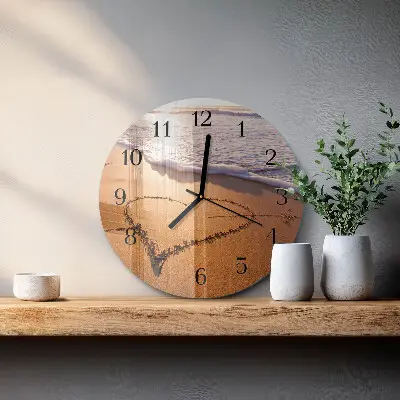 Ronde glas klok Hart van het strand