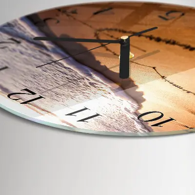 Ronde glas klok Hart van het strand