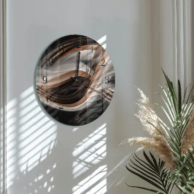 Ronde glazen wandklok Abstracte kunst