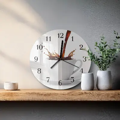 Wandklok glas decoratie rond Een kopje koffie