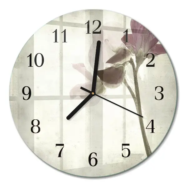 Wandklok glas decoratie rond Vintage bloem