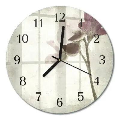 Wandklok glas decoratie rond Vintage bloem