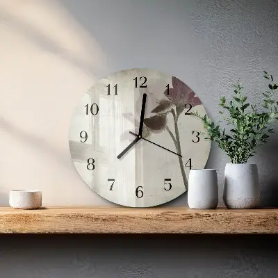 Wandklok glas decoratie rond Vintage bloem