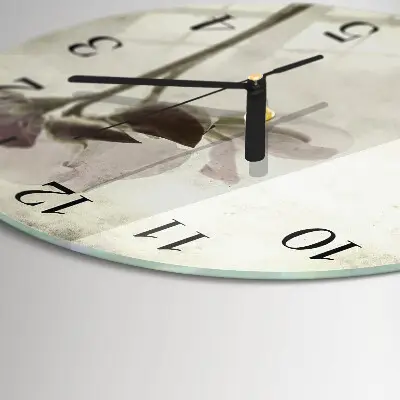 Wandklok glas decoratie rond Vintage bloem
