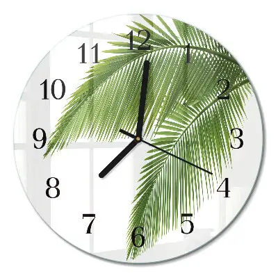 Wandklok glas decoratie rond Palmbladeren