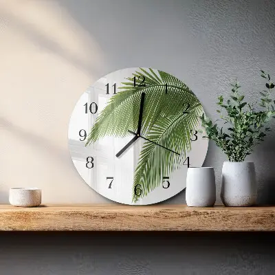Wandklok glas decoratie rond Palmbladeren