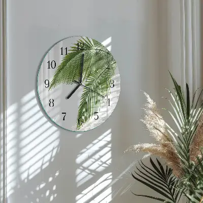 Wandklok glas decoratie rond Palmbladeren
