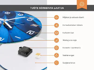 Wandklok glas decoratie rond Palmbladeren