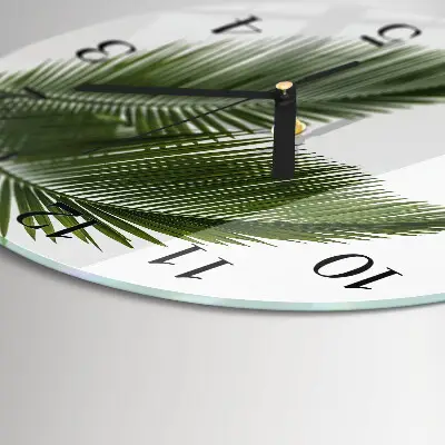 Wandklok glas decoratie rond Palmbladeren
