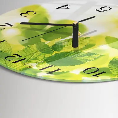 Wandklok glas decoratie rond Bladeren
