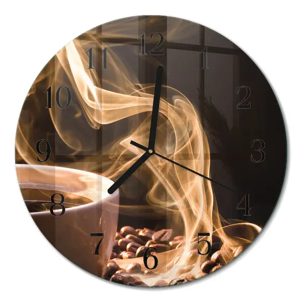 Klok glas met opdruk rond Een kopje koffie