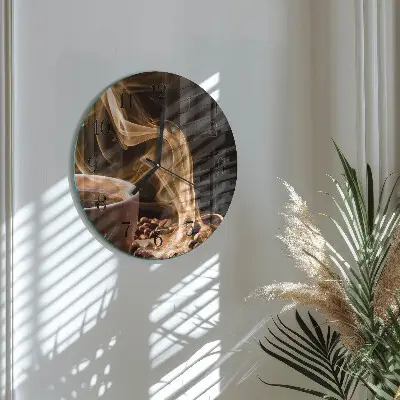Klok glas met opdruk rond Een kopje koffie
