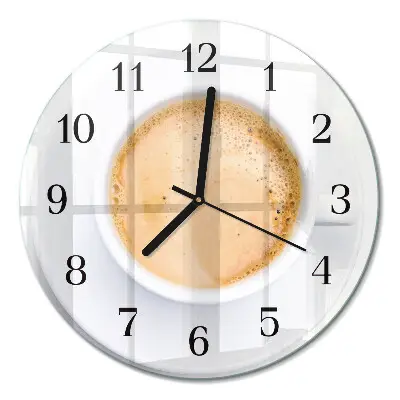 Wandklok glas decoratie rond Een kopje koffie