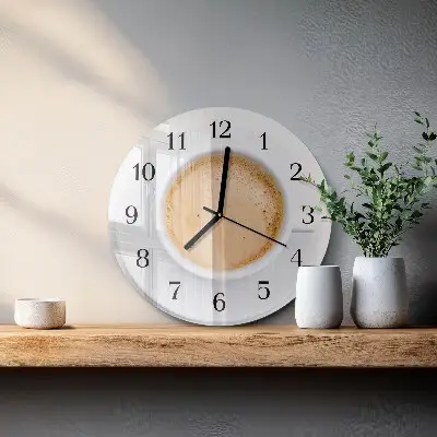 Wandklok glas decoratie rond Een kopje koffie