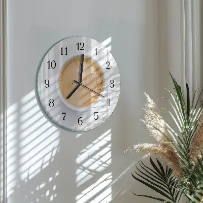 Wandklok glas decoratie rond Een kopje koffie