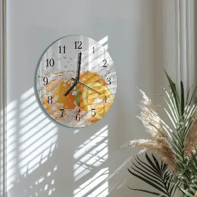Ronde glazen klok Sinaasappels