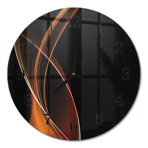Ronde glazen wandklok Abstracte lijnen