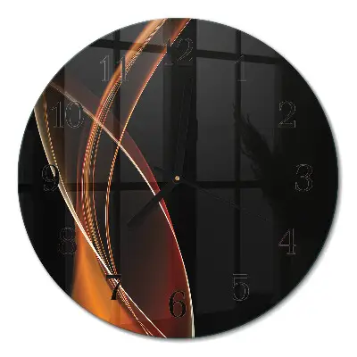 Ronde glazen wandklok Abstracte lijnen