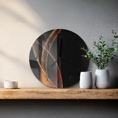 Ronde glazen wandklok Abstracte lijnen