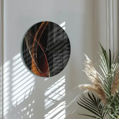 Ronde glazen wandklok Abstracte lijnen