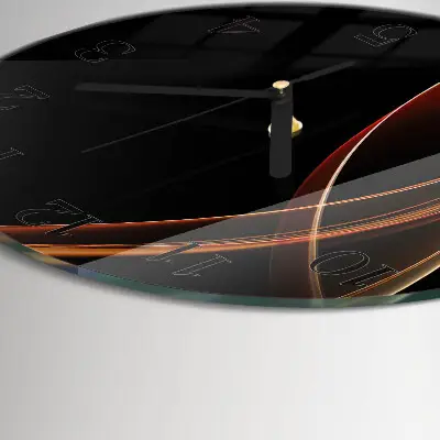 Ronde glazen wandklok Abstracte lijnen