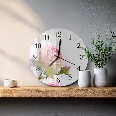 Klok glas met opdruk rond Roos