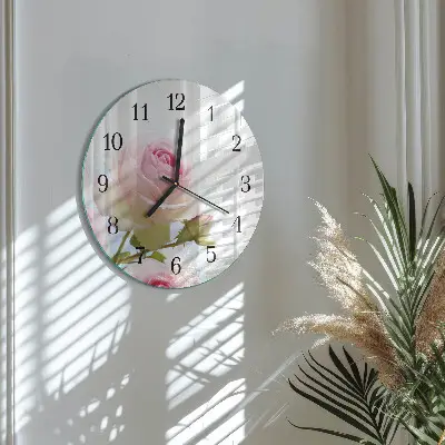 Klok glas met opdruk rond Roos
