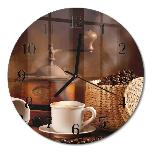 Wandklok glas decoratie rond Een kopje koffie