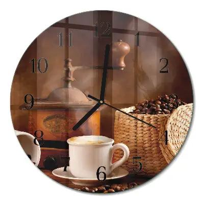 Wandklok glas decoratie rond Een kopje koffie