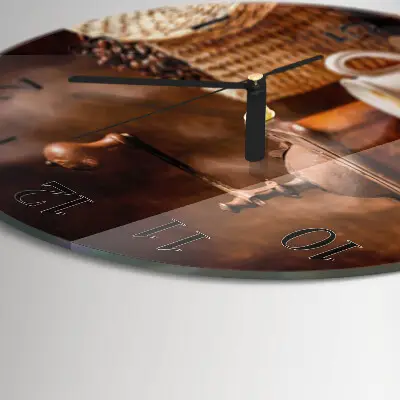 Wandklok glas decoratie rond Een kopje koffie